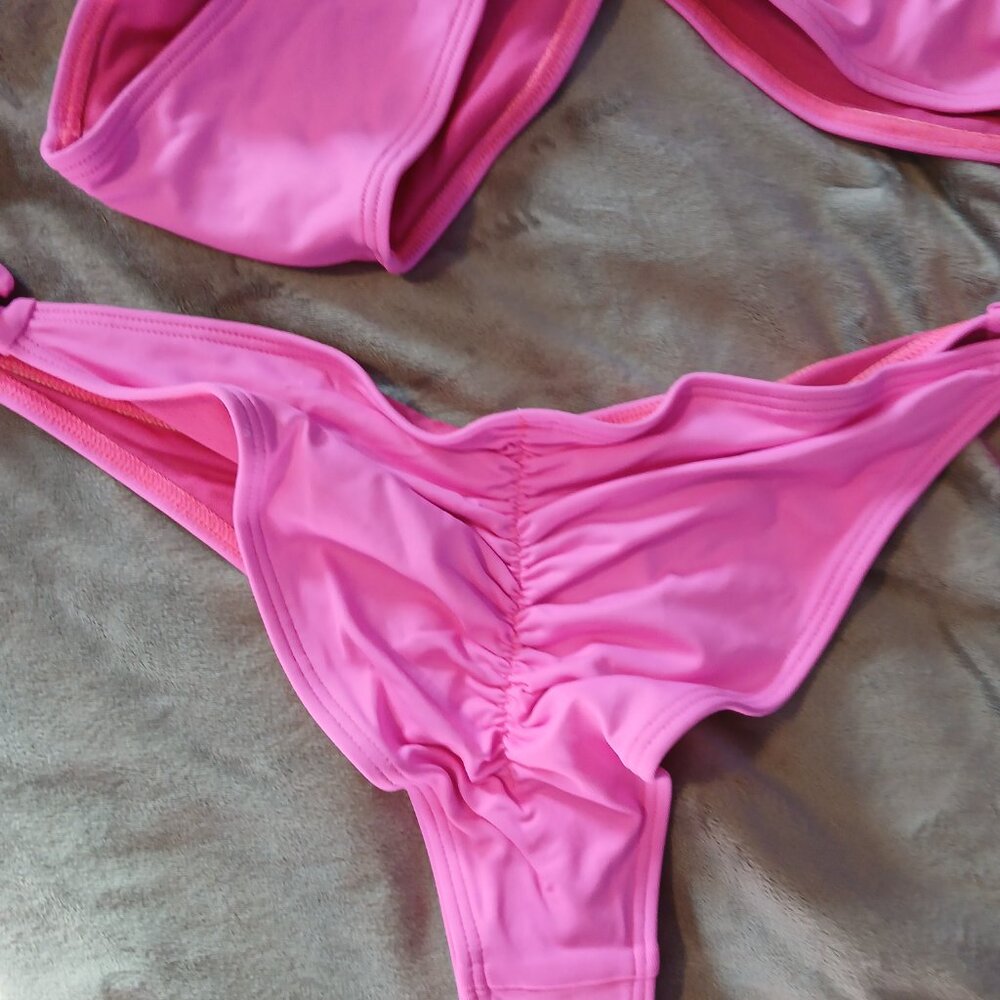Frederick's of Hollywood Women's Laguna One Shoulder 2 Piece Bikini Pink… - Picture 5 of 6